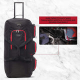 Large Lightweight Wheeled Duffle Holdall Travel Bag Sports Bag - 2 Year Warranty (Black/Red, 34 Inch) - Packed Direct UK