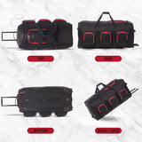 Large Lightweight Wheeled Duffle Holdall Travel Bag Sports Bag - 2 Year Warranty (Black/Red, 34 Inch) - Packed Direct UK