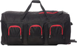 Large Lightweight Wheeled Duffle Holdall Travel Bag Sports Bag - 2 Year Warranty (Black/Red, 34 Inch) - Packed Direct UK