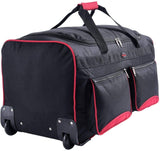 Large Lightweight Wheeled Duffle Holdall Travel Bag Sports Bag - 2 Year Warranty (Black/Red, 40 Inch) - Packed Direct UK