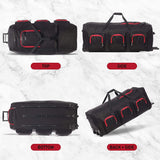 Large Lightweight Wheeled Duffle Holdall Travel Bag Sports Bag - 2 Year Warranty (Black/Red, 40 Inch) - Packed Direct UK