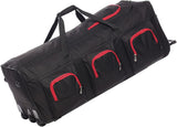 Large Lightweight Wheeled Duffle Holdall Travel Bag Sports Bag - 2 Year Warranty (Black/Red, 40 Inch) - Packed Direct UK