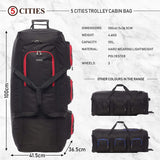Large Lightweight Wheeled Duffle Holdall Travel Bag Sports Bag - 2 Year Warranty (Black/Red, 40 Inch) - Packed Direct UK
