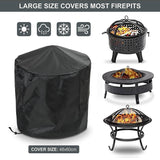 Large Steel Metal Fire Pit for Outdoor Garden Patio Heater Camping Bowl with Lid & Poker , Wood & Coal Burning , Large Black - Packed Direct UK