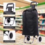 Lightweight Shopping Trolley, Trendy Folding/Collapsible Push/Pull Carts (Black) - Packed Direct UK