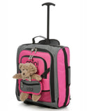 MiniMAX (45x35x20cm) Childrens Luggage Carry On Suitcase with Backpack and Pouch (Pink + Green) - Packed Direct UK