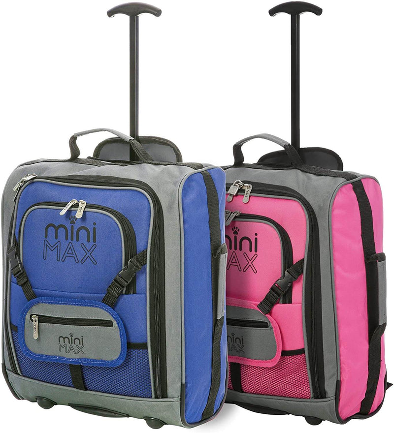 MiniMAX (45x35x20cm) Childrens Luggage Carry On Suitcase with Backpack and Pouch (x2 Set) - Packed Direct UK