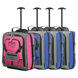 MiniMAX (45x35x20cm) Childrens Luggage Carry On Suitcase with Backpack and Pouch (x3 Blue + x1 Pink) - Packed Direct UK