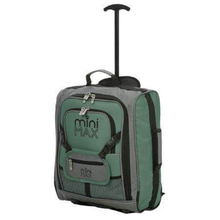 MiniMAX Childrens/Kids Luggage Carry On Trolley Suitcase with Backpack and Pouch for Your Favourite Doll/Action Figure/Bear (Green) - Packed Direct UK