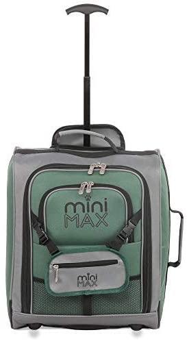 MiniMAX Childrens/Kids Luggage Carry On Trolley Suitcase with Backpack and Pouch for Your Favourite Doll/Action Figure/Bear (Green x 3) - Packed Direct UK