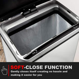 Motion Sensor Waste Bin, Rectangular Touchless Motion Sensor Sensing Touch Free Stainless Steel Kitchen Waste Rubbish Bin Large 60L with Divider for Recycling and Waste Silver - Packed Direct UK