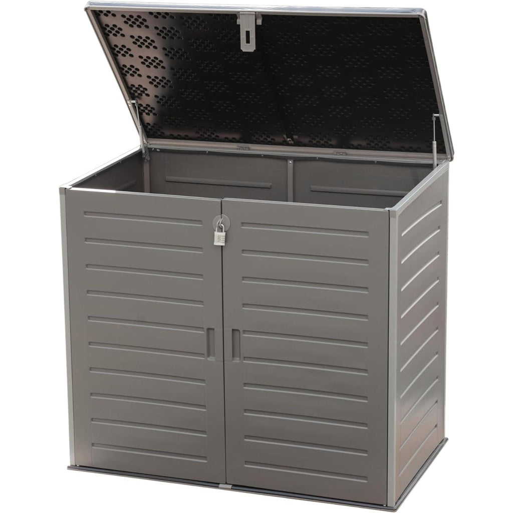 Olsen & Smith 1170L MASSIVE Capacity Outdoor Garden Storage Box Plastic Shed Garbage - Weatherproof with Wood Effect (1170 Litre, Anthracite) - Packed Direct UK