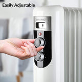 Olsen & Smith 2.5Kw 2500W 11 Fin Portable Electric Slim Oil Filled Radiator Heater with Wheels & Adjustable Temperature Thermostat, White - Packed Direct UK