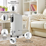 Olsen & Smith 2.5Kw 2500W 11 Fin Portable Electric Slim Oil Filled Radiator Heater with Wheels & Adjustable Temperature Thermostat, White - Packed Direct UK