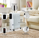 Olsen & Smith 2.5Kw 2500W 11 Fin Portable Electric Slim Oil Filled Radiator Heater with Wheels & Adjustable Temperature Thermostat, White - Packed Direct UK