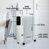 Olsen & Smith 2.5Kw 2500W 11 Fin Portable Electric Slim Oil Filled Radiator Heater with Wheels & Adjustable Temperature Thermostat, White - Packed Direct UK