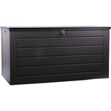 Olsen & Smith 680L/830L MASSIVE Capacity Outdoor Garden Storage Box Plastic Shed - Weatherproof & Sit On with Wood Effect Chest