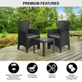 Olsen & Smith 3 Piece 2 Person Weatherproof Rattan Outdoor Garden Lawn Decking Patio Balcony Furniture Set, 2 Chairs and Cushions with 1 Table , Grey - Packed Direct UK
