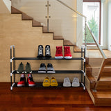 Olsen & Smith 3 Tier Shoe Storage Rack Organiser Small , Quick Assembly No Tools Required, Holds 12 to 15 pairs (W) 92cm x (H) 54cm x (D) 29cm Black - Packed Direct UK