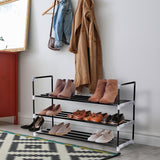 Olsen & Smith 3 Tier Shoe Storage Rack Organiser Small , Quick Assembly No Tools Required, Holds 12 to 15 pairs (W) 92cm x (H) 54cm x (D) 29cm Black - Packed Direct UK