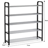 Olsen & Smith 3 Tier Shoe Storage Rack Organiser Small , Quick Assembly No Tools Required, Holds 12 to 15 pairs (W) 92cm x (H) 54cm x (D) 29cm Black - Packed Direct UK