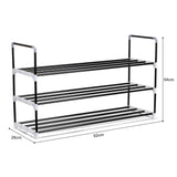 Olsen & Smith 3 Tier Shoe Storage Rack Organiser Small , Quick Assembly No Tools Required, Holds 12 to 15 pairs (W) 92cm x (H) 54cm x (D) 29cm Black - Packed Direct UK