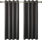 Olsen & Smith Black Thermal Insulating Blackout Curtains Eyelet Set Thermally Insulated for Summer & Winter Home Bedroom Living Room - Packed Direct UK