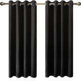 Olsen & Smith Black Thermal Insulating Blackout Curtains Eyelet Set Thermally Insulated for Summer & Winter Home Bedroom Living Room - Packed Direct UK