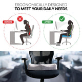 Olsen & Smith Ergonomic Breathable Mesh Office Desk Chair Seat Cushion Pillow Pad for Home Work Office Desk Chair Memory Foam Back Pain Black Grey - Packed Direct UK