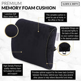 Olsen & Smith Ergonomic Memory Foam Lumbar Support Back Rest Pillow Cushion for Home Work Office Chair Car Lorry Seat Upper & Lower Back Neck Pain Relief Black - Packed Direct UK