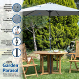 Olsen & Smith Large 2.7m Grey Tilting Garden Parasol Umbrella with Tilt & Crank Mechanism for Garden Patio Lawn | Showerproof | UV 30 Sun Protection + Storage Bag - Packed Direct UK