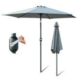 Olsen & Smith Panama Large 2.7m Grey Tilting Garden Parasol Umbrella with Tilt & Crank Mechanism for Garden Patio Lawn | Showerproof | UV 30 Sun Protection + Storage Bag