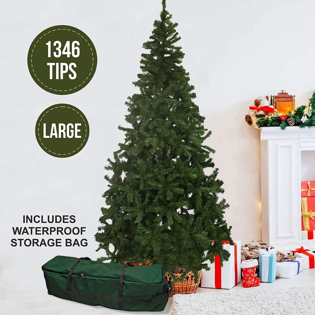 Olsen & Smith Large 7.5ft (7.5 Feet) 2.3m 1346 Tips Festive Artificial Pine Indoor Xmas Christmas Tree with Waterproof Storage Bag (7.5ft / 2.3m) - Packed Direct UK