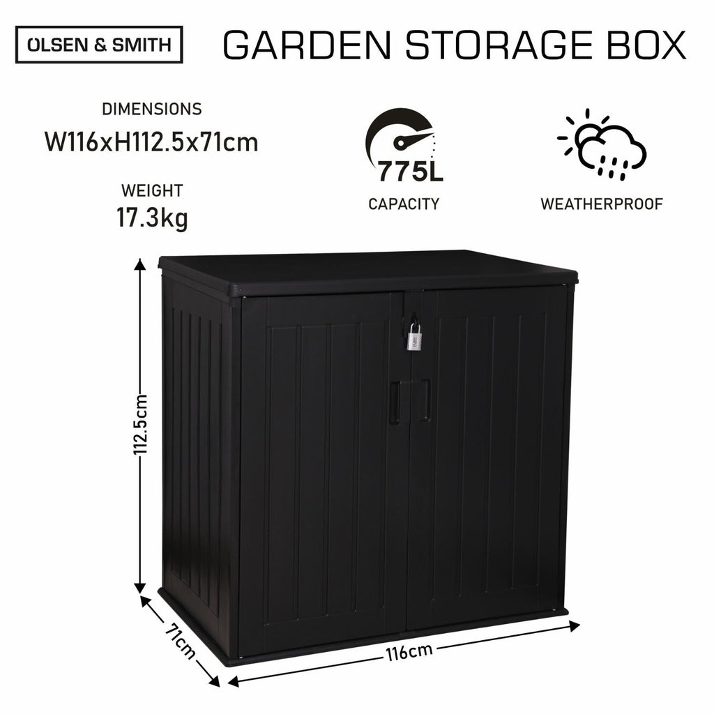 Olsen & Smith MASSIVE Capacity 1170/775L Outdoor Garden Storage Box Pl