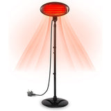 Olsen & Smith Patio Heater 2KW Outdoor Free Standing Quartz Electric Garden Patio Heater 2000w Waterproof , 3 Power Settings , Adjustable Heat Angle and Height Adjustable Stand (Black)