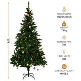Olsen & Smith Pre-Lit 6ft/7ft Victorian Pine Multi-Function Artificial Christmas Tree with Warm White LED Lights, Free Next Day Express Delivery - Packed Direct UK