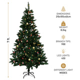 Olsen & Smith Pre-Lit 6ft/7ft Victorian Pine Multi-Function Artificial Christmas Tree with Warm White LED Lights, Free Next Day Express Delivery - Packed Direct UK