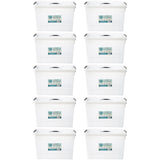 Olsen & Smith Set of 4 Clear 33L Plastic Storage Container Boxes Tubs with Lid , Clip Locked Stackable and Nestable BPA Free , Small , 51 x 39 x 25cm - Packed Direct UK