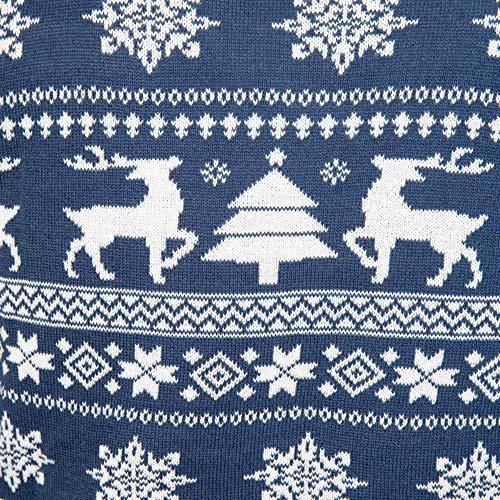 Olsen & Smith Soft Unisex Festive Traditional Reindeer Xmas Tree & Snowflake Xmas Christmas Jumper 100% Acrylic, Navy Blue & White, M Medium - Packed Direct UK