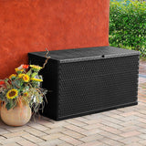 Olsen & Smith Toomax Multibox 420L Outdoor Plastic Storage Box Garden Furniture - 121 x 56 x 63 cm - Rattan Style - Packed Direct UK