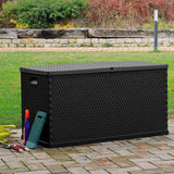 Olsen & Smith Toomax Multibox 420L Outdoor Plastic Storage Box Garden Furniture - 121 x 56 x 63 cm - Rattan Style - Packed Direct UK