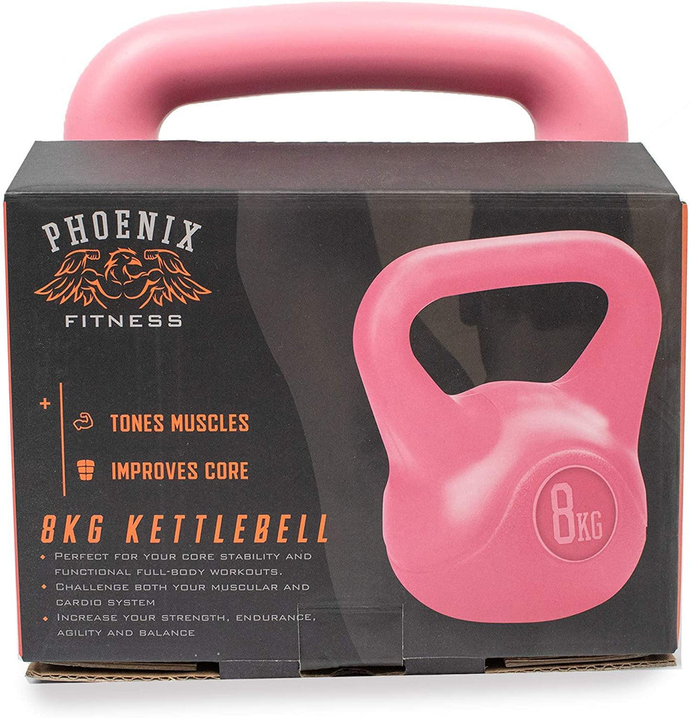 Phoenix Fitness Heavy Weight Kettle Bell for Strength Cardio Training - Kettlebells for Home and Gym Fitness Workout for Bodybuilding Weight Lifting - Single (4KG+8KG) - Packed Direct UK