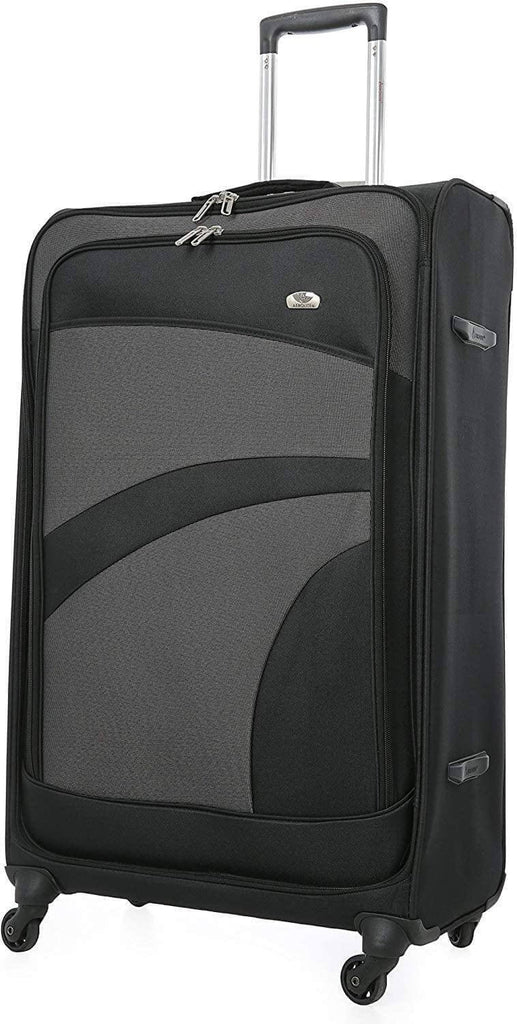 Roll over image to zoom in Aerolite Extra Large 32" Super Lightweight 4 Wheel Spinner Check-in Hold Luggage Suitcase Travel Trolley Case Black Grey - Packed Direct UK