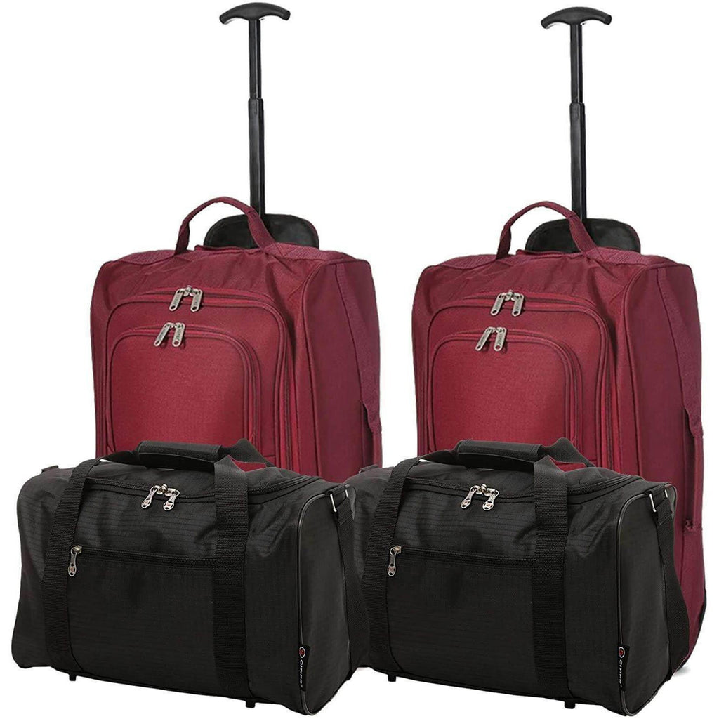 Set of 2 Hand Luggage Set Including Ryanair Cabin Approved 55x40x20cm Trolley Bag & 40x20x25 Ryanair Maximum Holdall Under Seat Flight Bag - Packed Direct UK