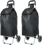 Set of 2 Hoppa 23inch 2 Wheel Lightweight Wheeled Shopping Trolley Shopper Cart, Large 47L - Packed Direct UK