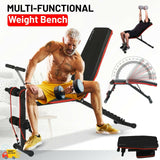 Sport24 Adjustable Foldable Weight Bench Home Training Gym Foldable Weight Lifting Sit Up Ab Bench Flat Incline Decline Multiuse Exercise Workout Bench - Packed Direct UK