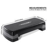 Sport24 Height Adjustable Aerobic Exercise Stepper Box For Home Exercise Workout, 2x Height Level 10cm 4”, 15cm 6”, Raised Platform Steppers Board Block, Home Gym Fitness Equipment Black Grey - Packed Direct UK