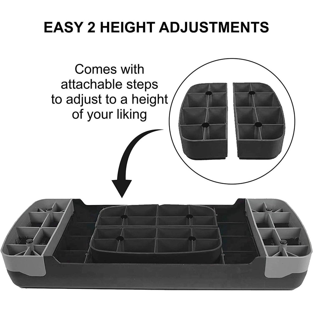 Sport24 Height Adjustable Aerobic Exercise Stepper Box For Home Exercise Workout, 2x Height Level 10cm 4”, 15cm 6”, Raised Platform Steppers Board Block, Home Gym Fitness Equipment Black Grey