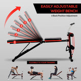 SPORT24 New And Improved 2021 Weight Bench Adjustable, Full Body Exercise Folding Fitness Workout Bench with 6 Positions, Exercise Bench for Weight Lifting & Sit Up Abdominal Supine Board Flat Home Gym - Packed Direct UK