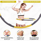Sport24 Weighted Gym Hula Hoop Fitness Exercise Ring Wave Weighted 0.9KG Soft & Adjustable Kids/Adult 72-95cm Gift for Youth Adults Ladies with Skipping Rope and Measuring Tape , Towel + Bottle - Packed Direct UK
